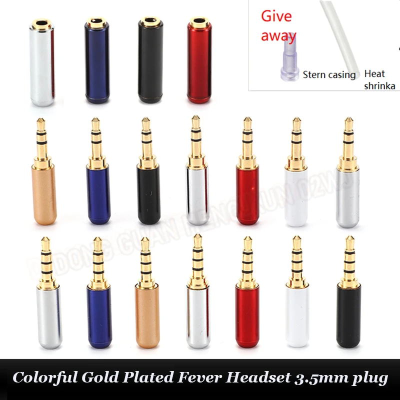 Colorful Gold Plated 3.5mm Audio Jack For Mobile Phone Repair Diy Plug 3.5mm 3/4 Section Stereo Dual Channel Headphone Adapter