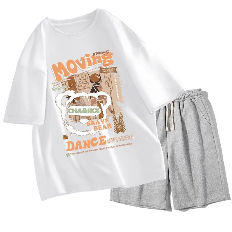 

Summer Ins Versatile Fashion Five-point Short-sleeved Shorts Set Bear Print Loose Sports Two-piece Set Trendy Brand
