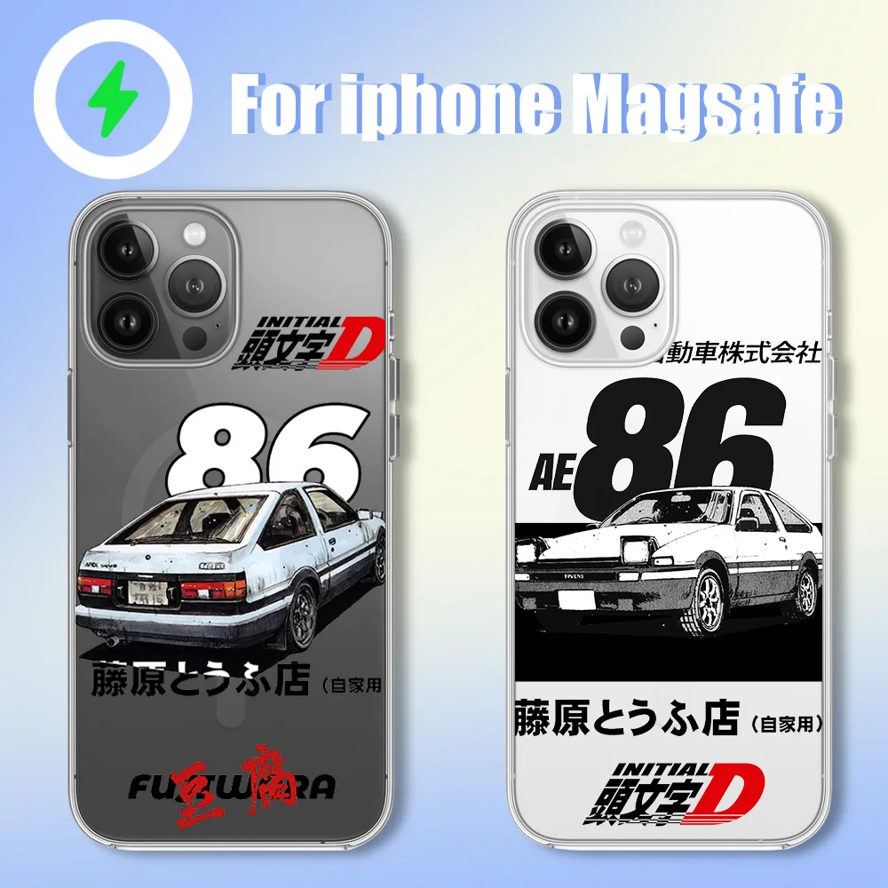 Bilibili Anime Initial D Phone Case for iPhone 12 11 13 14 15 16 Max Pro Plus Magsafe Magnetic Wireless Cover