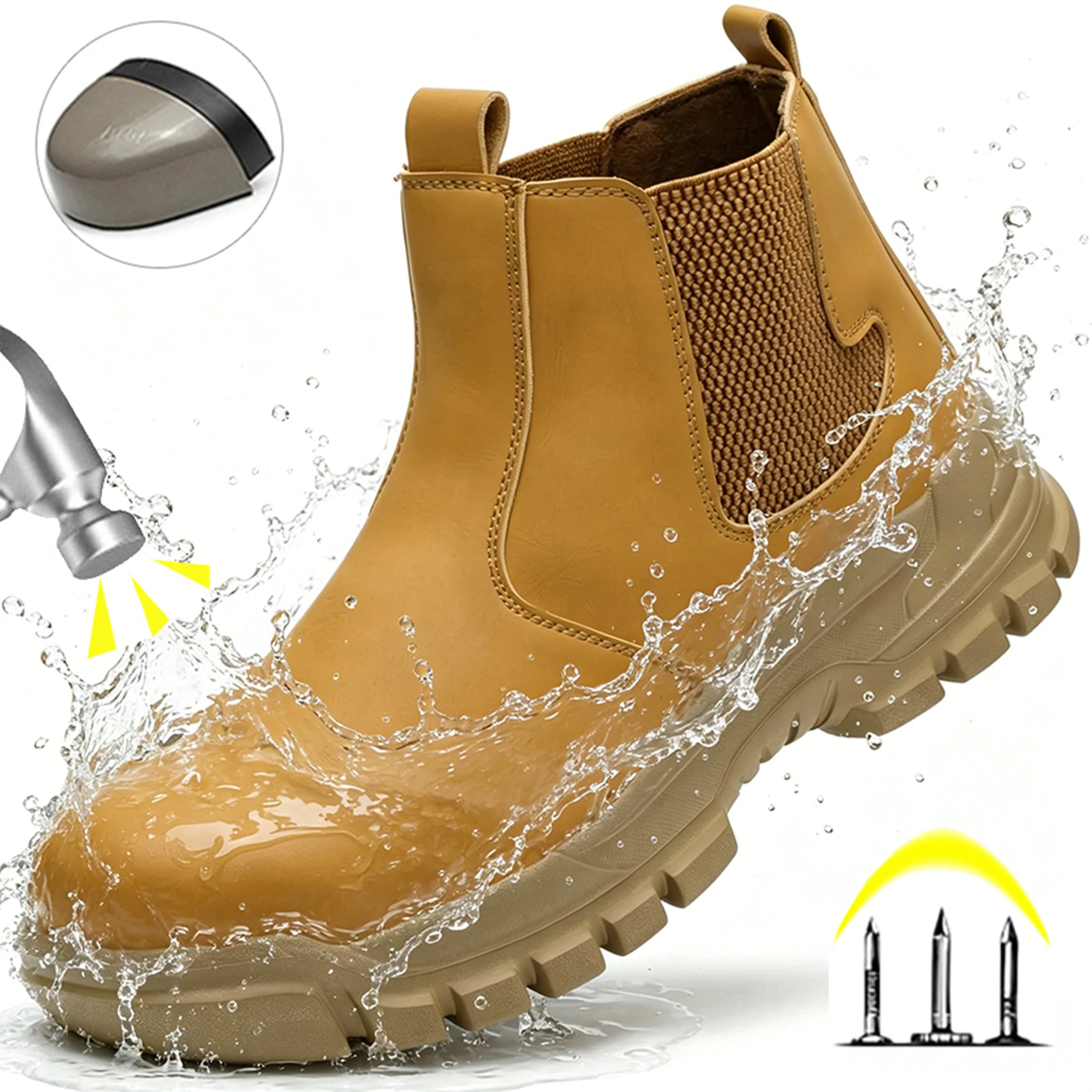 Wear Resistant Men's Safety Boots Soft Work Sneakers Anti Impact Anti Piercing Fashion Comfort Outdoor Men's Shoes