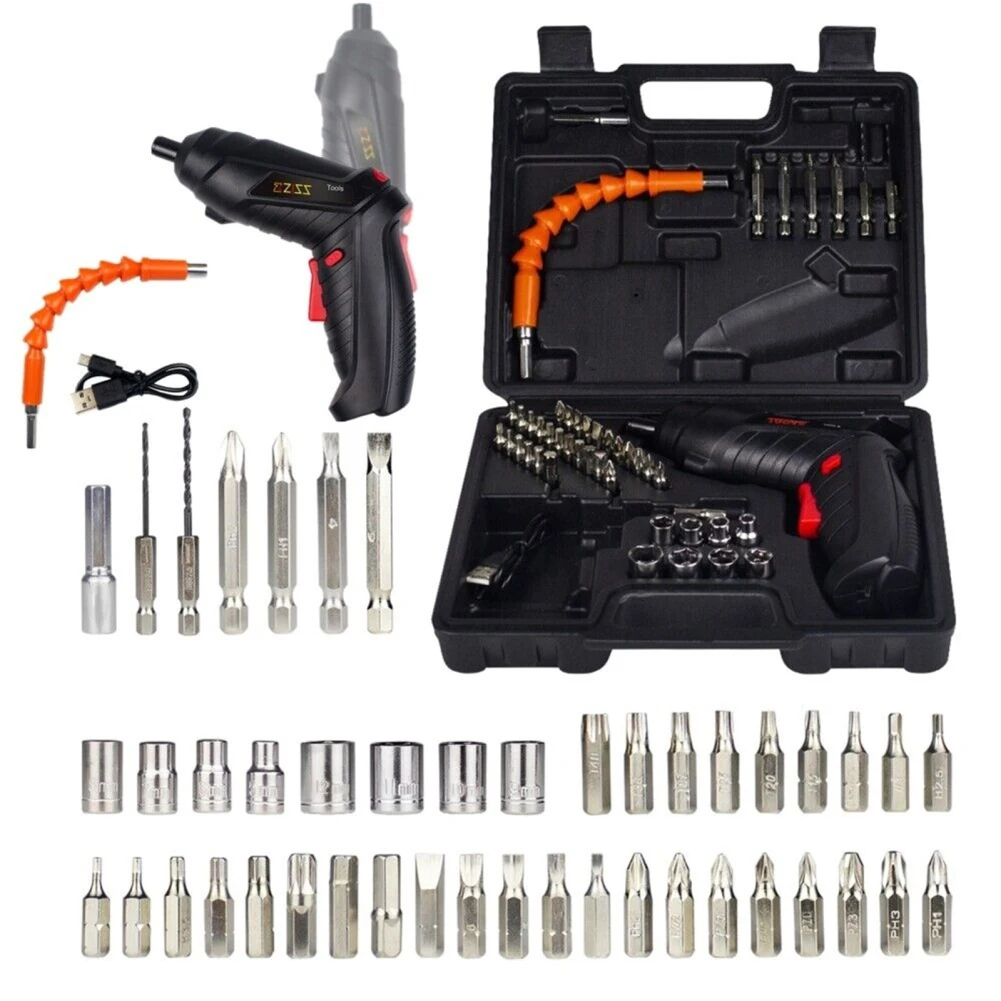 

48 In 1 Cordless Electric Screwdriver Rechargeable Ergonomically Handle Drill Driver Power Tool Bit With Led Light