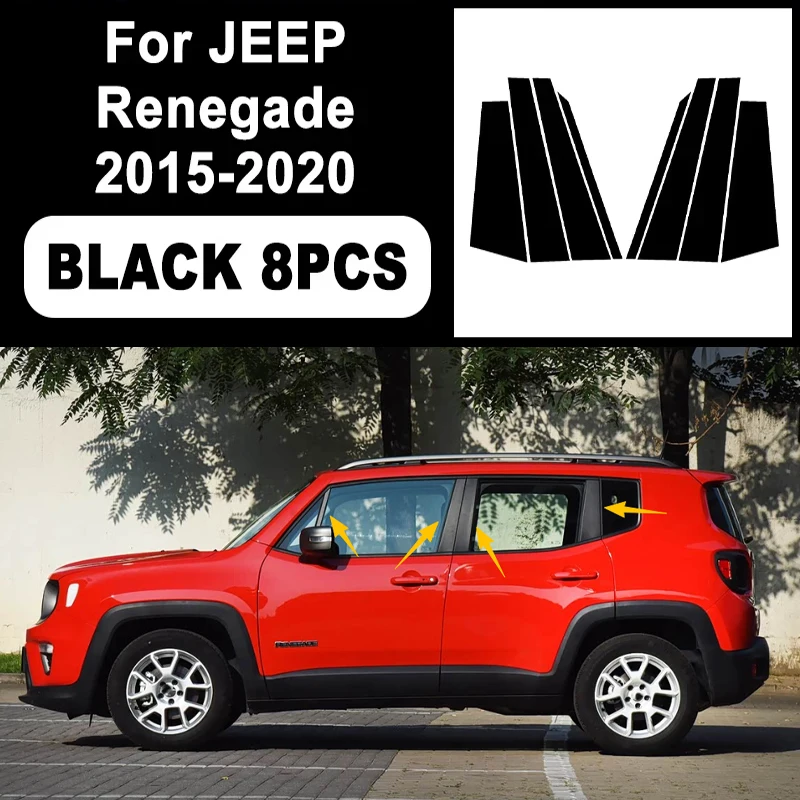 

Glossy Black B C Pillar Post Cover Car Sticker For JEEP Renegade 2015-2020 Window Door Decorative Accessories 2019 2018 2017