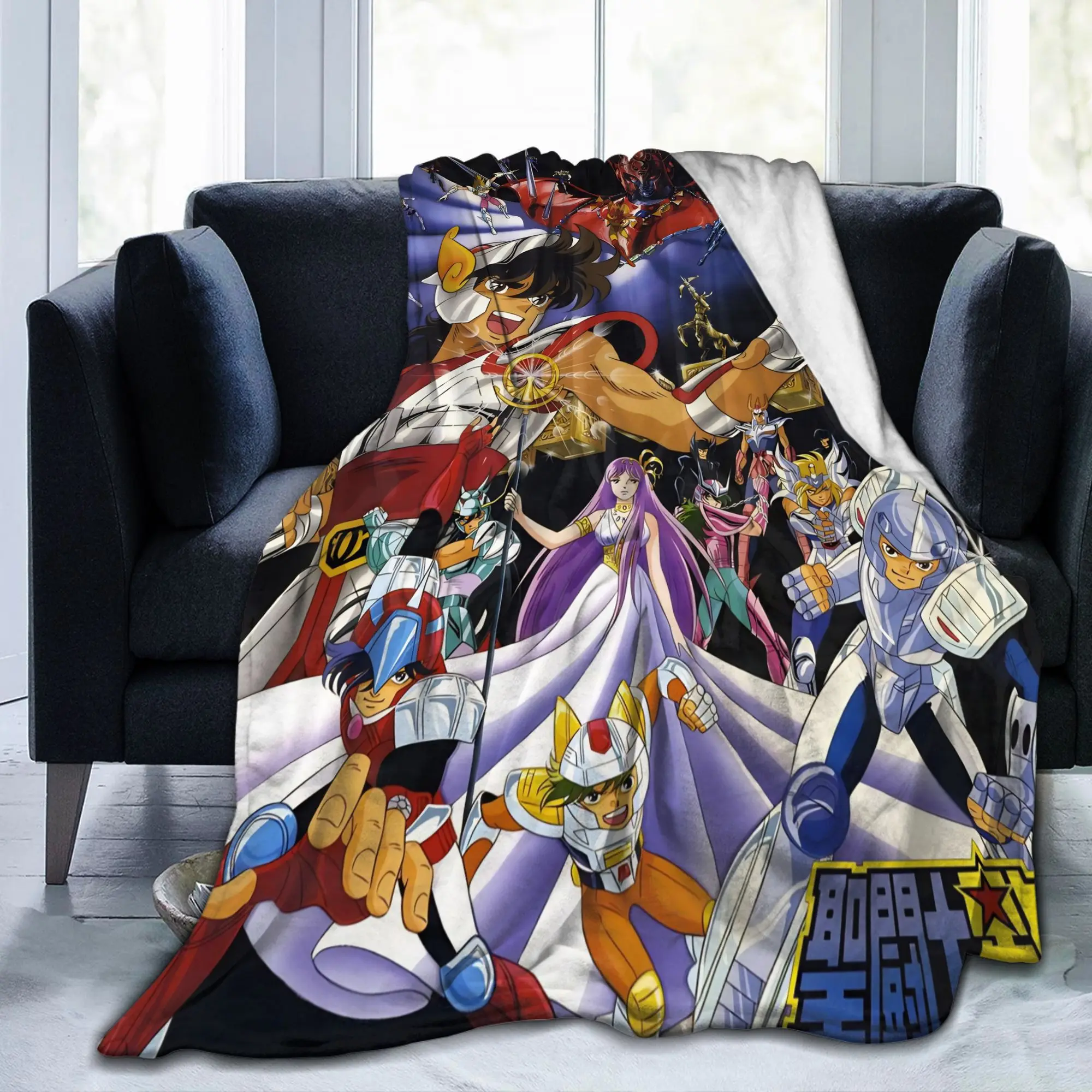 Saint Seiya Anime Blanket Knights of the Zodiac  Flannel Novelty Breathable Throw Blanket for Coverlet  Winter