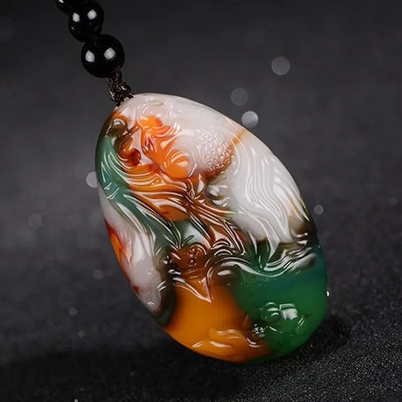 Xinjiang Hetian Jade Jade Carved Carp Original Stone Handpiece Pendant Men Have More Than One Pendant for Years