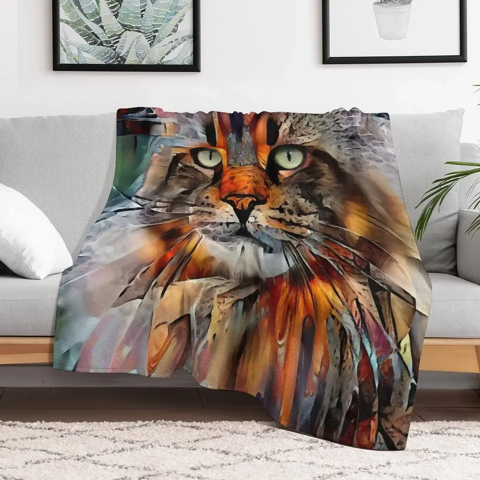 Zikkan, cat, chat, cat, lea roche paintings Throw Blanket Sofa anime Soft Plush Plaid Tourist Blankets