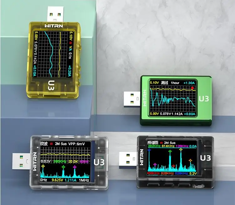 جهاز قياس الجهد والفولطية بمنفذ USB طراز WITRN U3 جهاز اختبار مقياس التيار الكهربائي PD3.1 جهاز شحن سريع بروتوكول PPS جهاز قياس التموج