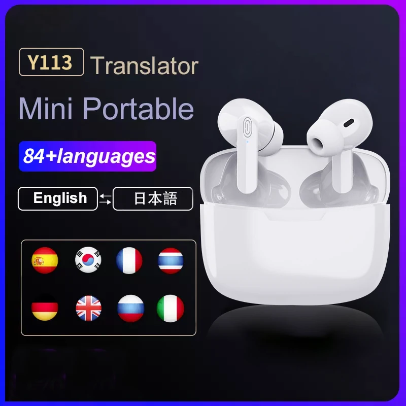 Écouteurs sans fil Bluetooth TWS, 80 langues, traduction instantanée