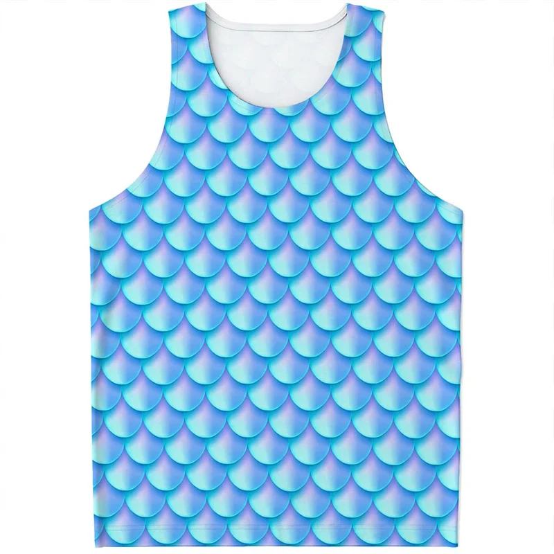 Colorful Dragon Fish Scales Pattern Tank Tops Men Women Summer Sleeveless Vest Street Casual 3D Printed Graphic Loose Tee Shirts