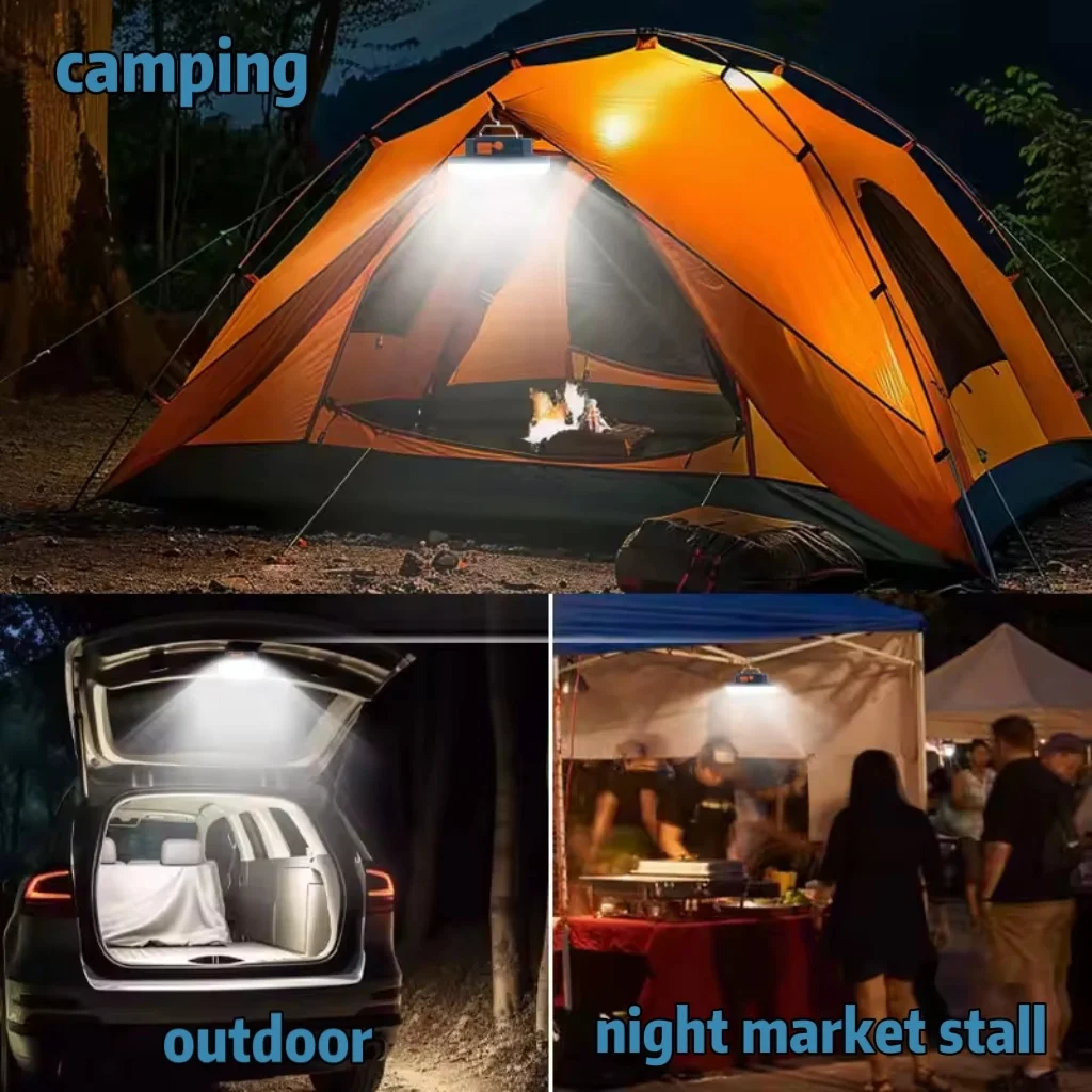8000000LM Outdoor Camping Light Portable Lamp Emergency Night Market LED Camping Tent Type-C Rechargeable Light With Magnet Hook