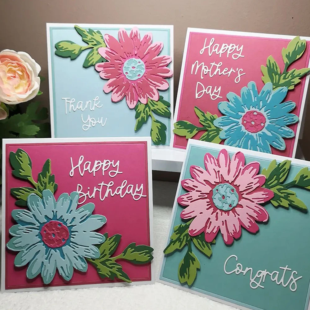 Abstract Elements Cutting Dies Papercut Cafe, Blossom Large Daisy Metal Die Cuts For DIY Scrapbooking Album Card Making Deco