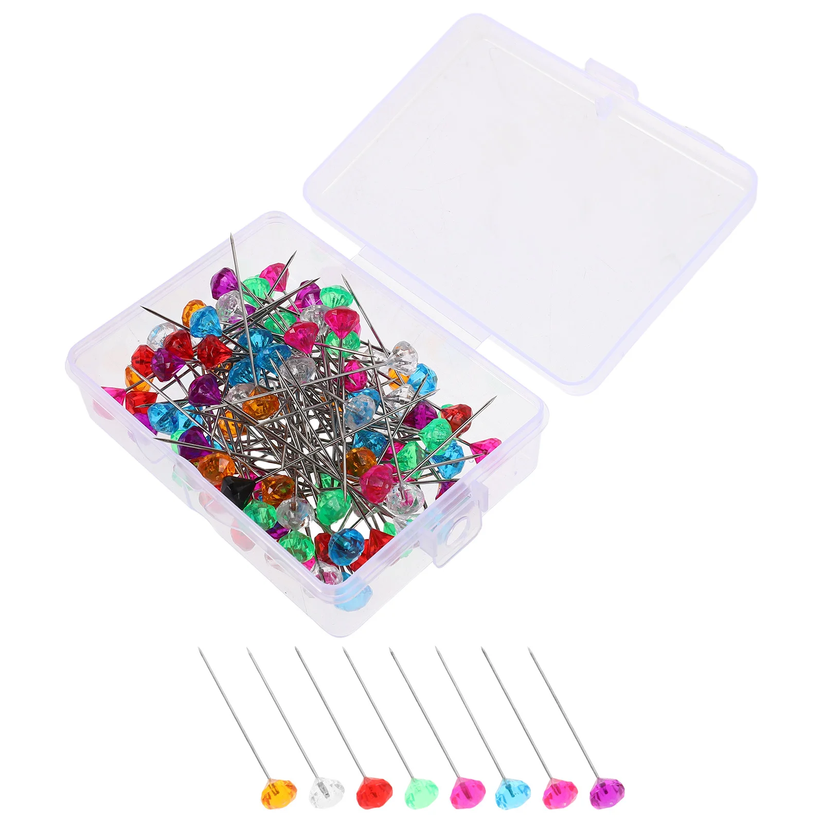 

100Pcs Crystal Diamond Head Pins Elegant Corsage Boutonniere Pins Wedding Bouquet Embellishment Floral Craft Sewing Quilting