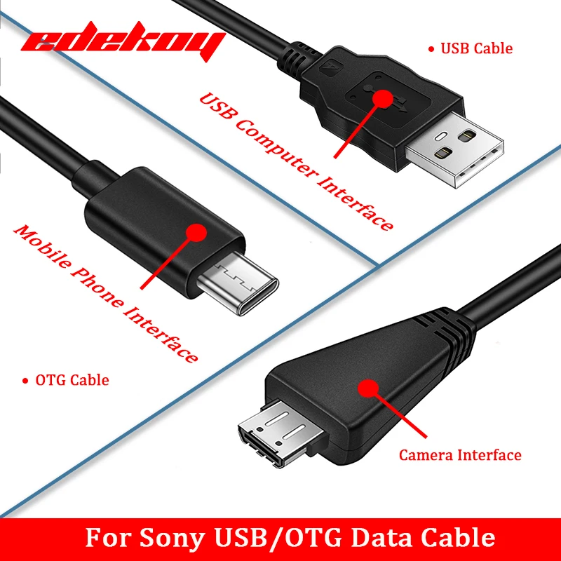 USB Cable/OTG Cab for Sony VMC-MD3 DSC-T99 T110 H70 TX5 TX7 TX9 TX10 TX100 WX5 WX7 WX9 WX10 W320 W350 W360 W380 W390 W560 W570
