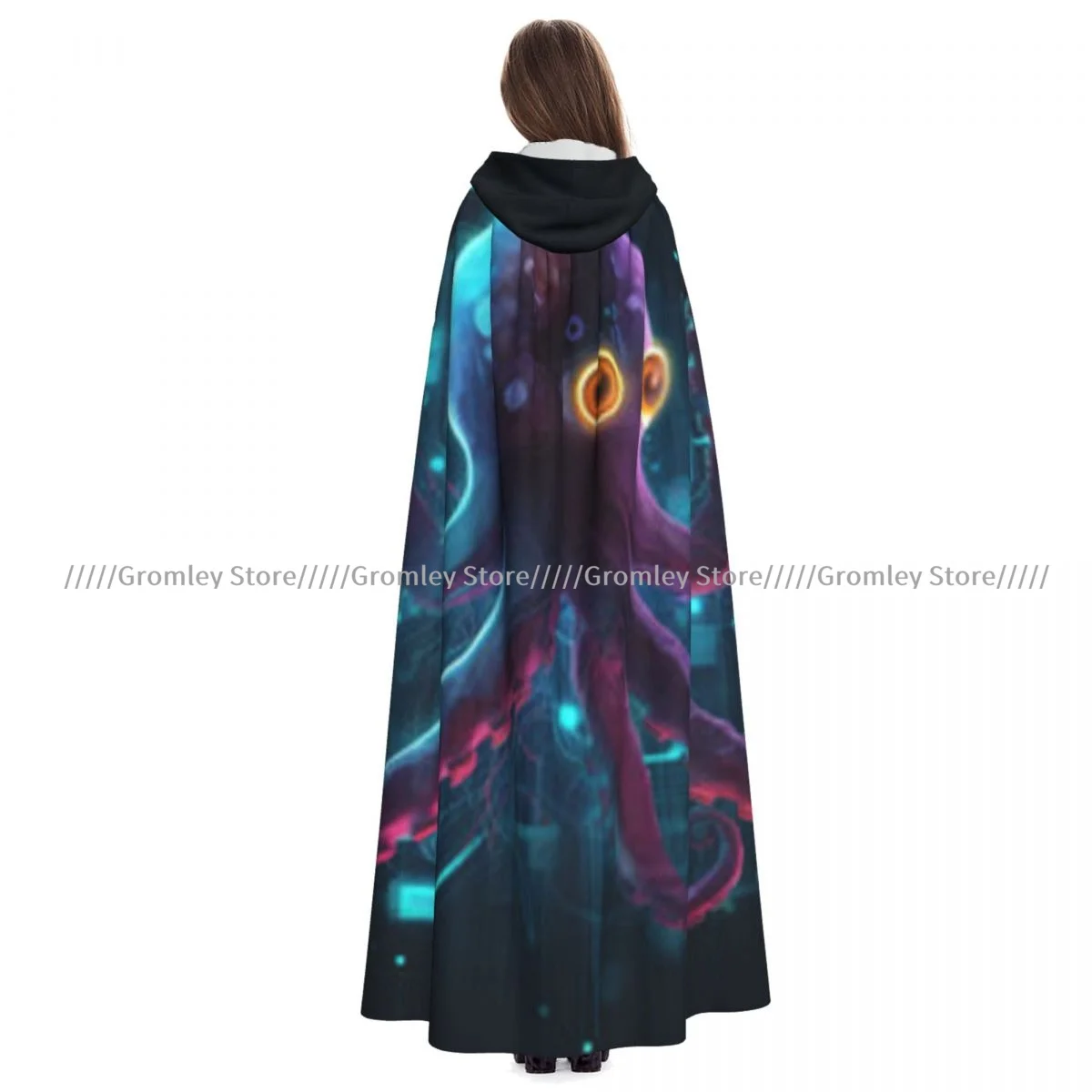 Adult Octopus With Light Cloak Cape Hooded Medieval Costume Witch Wicca Vampire Halloween Costume Dress Coat