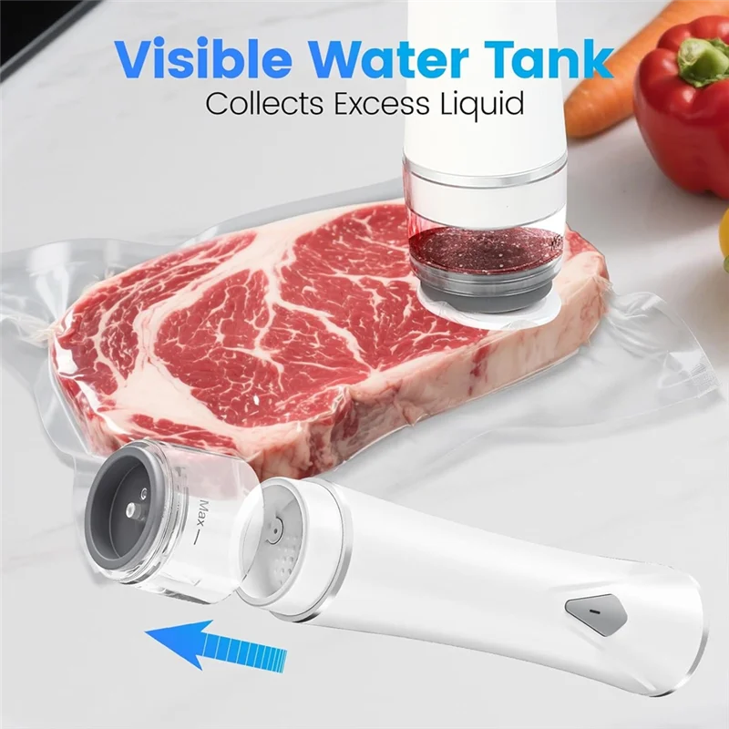 A74G-Vacuum Sealer For Food With Visible Tank, Handheld Vacuum Sealer Machine With 30 Reusable Bags, Wireless & Portable