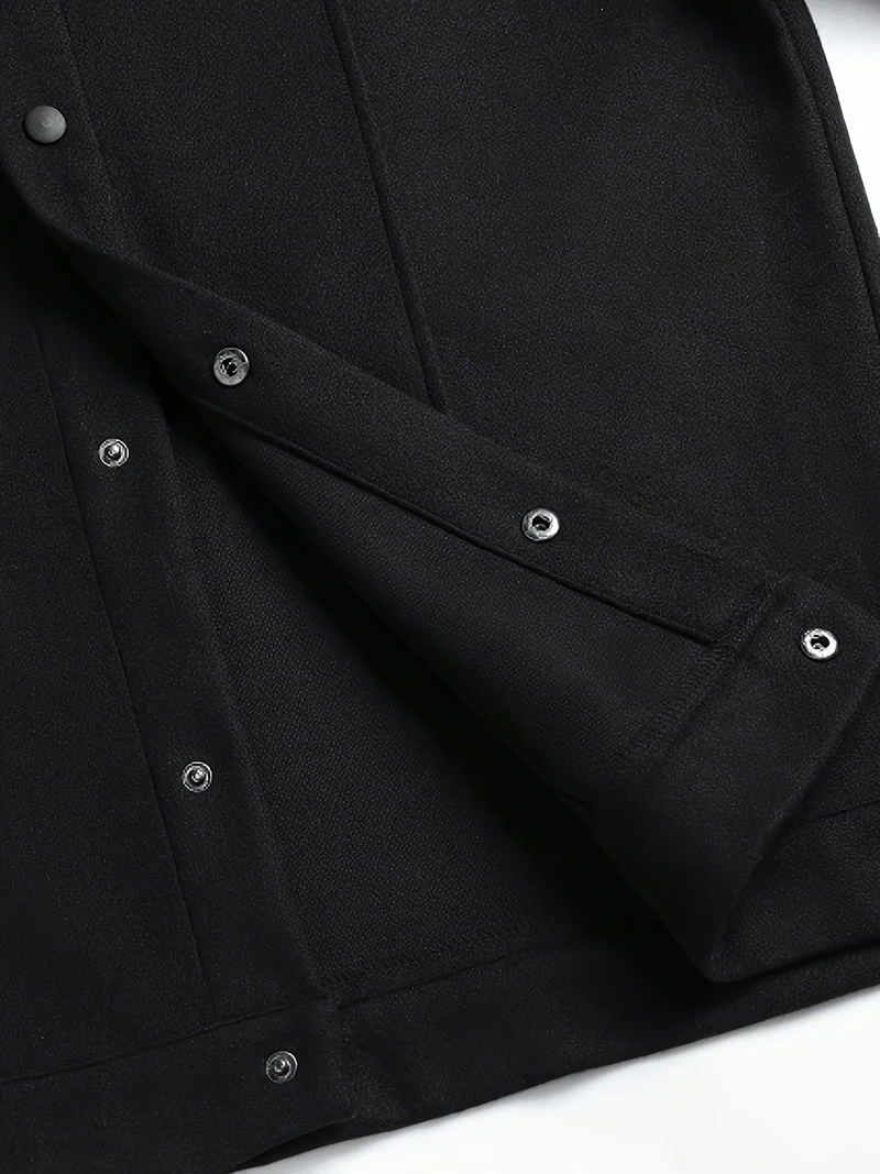 Herrenjacke mit lockerer Passform, gebürstet, kurz, langärmelig, mit Umlegekragen, einreihig, lässige Oberbekleidung für den täglichen Arbeitsweg und Streetwear – Detail 11