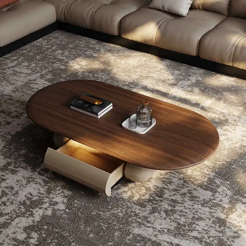 

Nordic Minimalist Solid Wood Design Tea Table High-quality Living Room Modern Simple Apartment Oval Designer Lounge Furniture