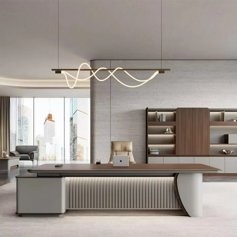 

LED Office Furniture Online Wooden Office Desk with Storage Boss Office Table CEO Table Executive Desk