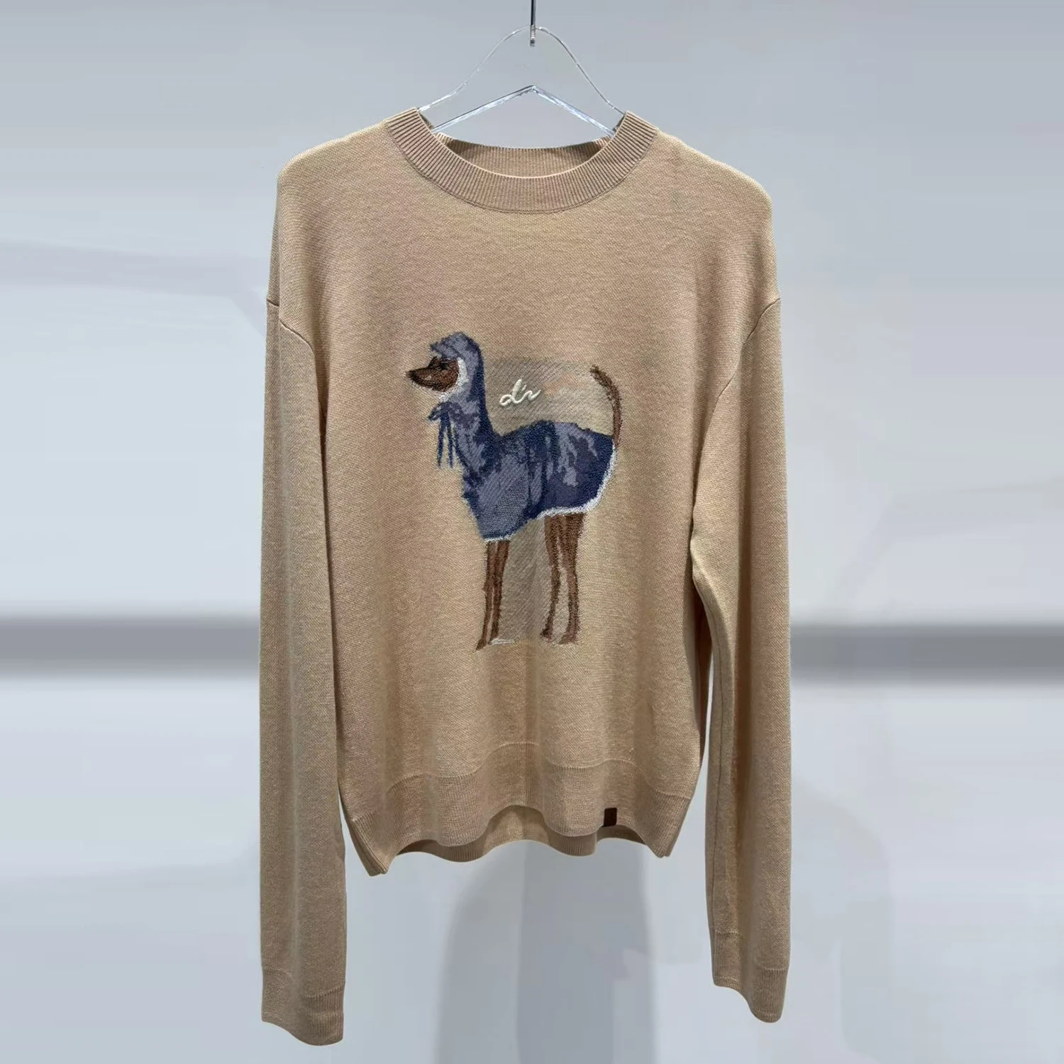 

Высококачественный зимний вязаный свитер, женский круглый Ne Long Sve, мультяшная вышивка животных, удобная мягкая ткань