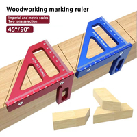 D Multi Angle Aluminum Red Measuring Ruler 45/90 degree Woodworking Square Protractor Drawing Line Miter Triangle Layout Tool