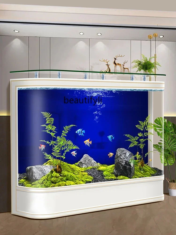 

Hot Bending Integrated Fish Tank Living Room Light Luxury High-End Large Fish Globe Ecological Change Water