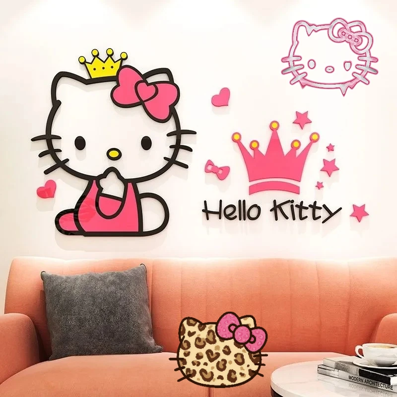 

Sanrio Hello Kitty мультфильм 3D наклейки на стену для детей гостиная для девочек домашний декор дети аниме фон украшение стены подарок