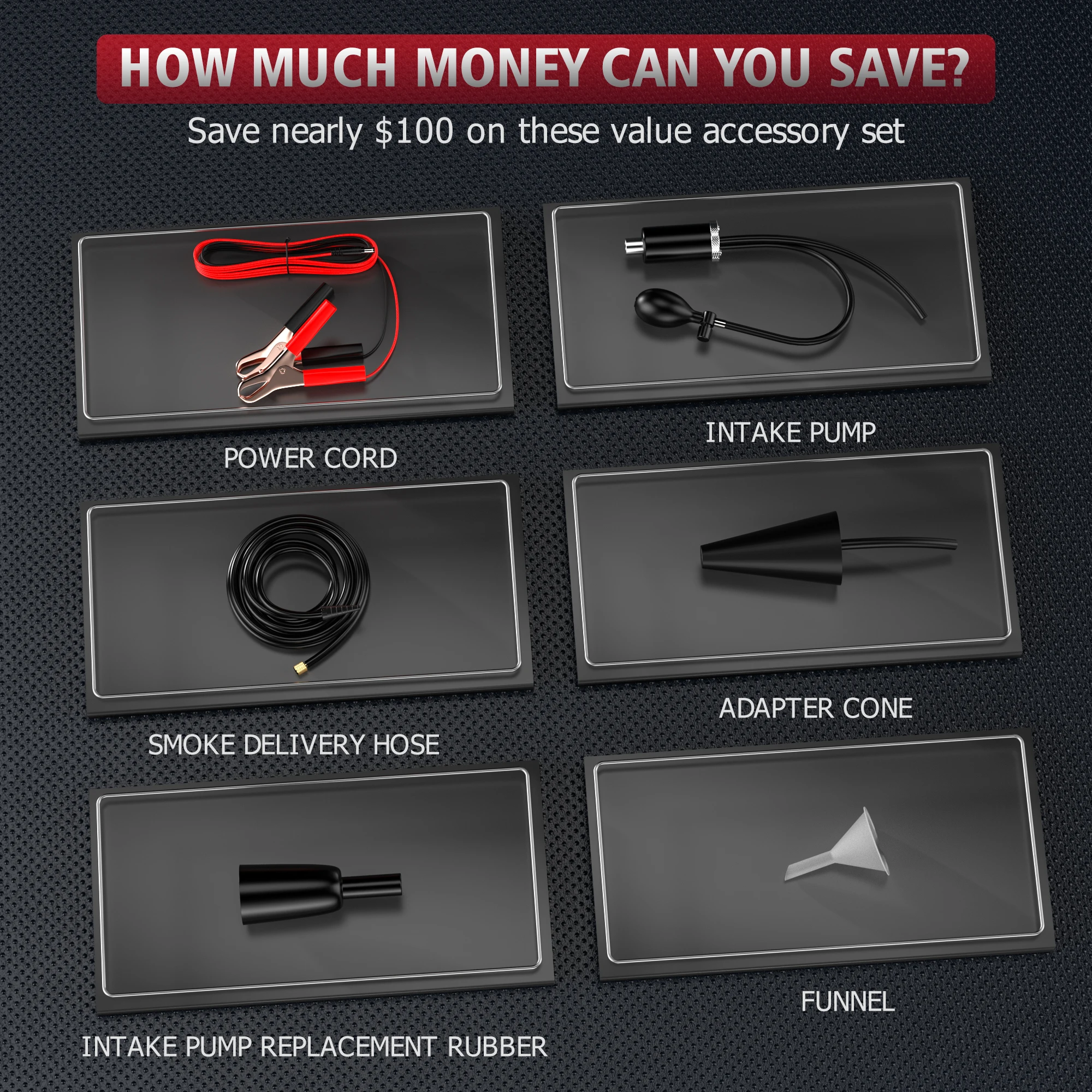 공기 펌프가있는 ANCEL S1000 연기 누출 감지기 자동차 파이프 라인 배기 가스 분석기 진단 12V 듀티 사이클 정전력 제어