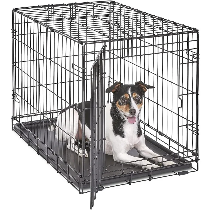 

Newly Enhanced Single Door iCrate Dog Crate, Includes Leak-Proof Pan, Floor Protecting Feet