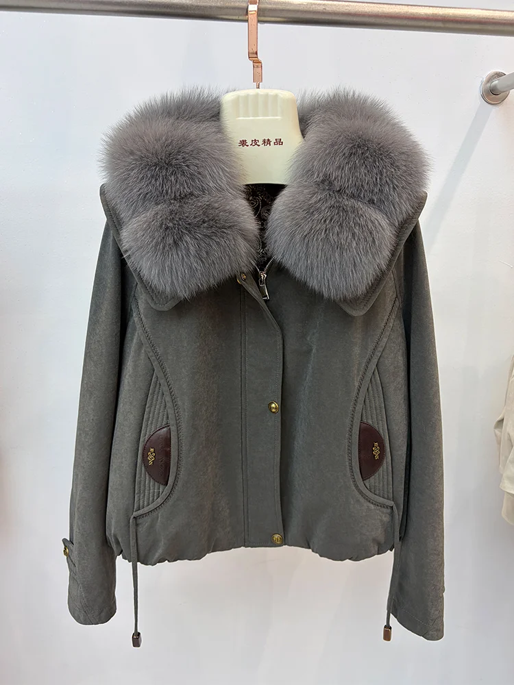 2026 Warm Women Real Goose Down Jackets Fox Fur Collar Thick Female Coats Puffer Jackets Winter Outwear