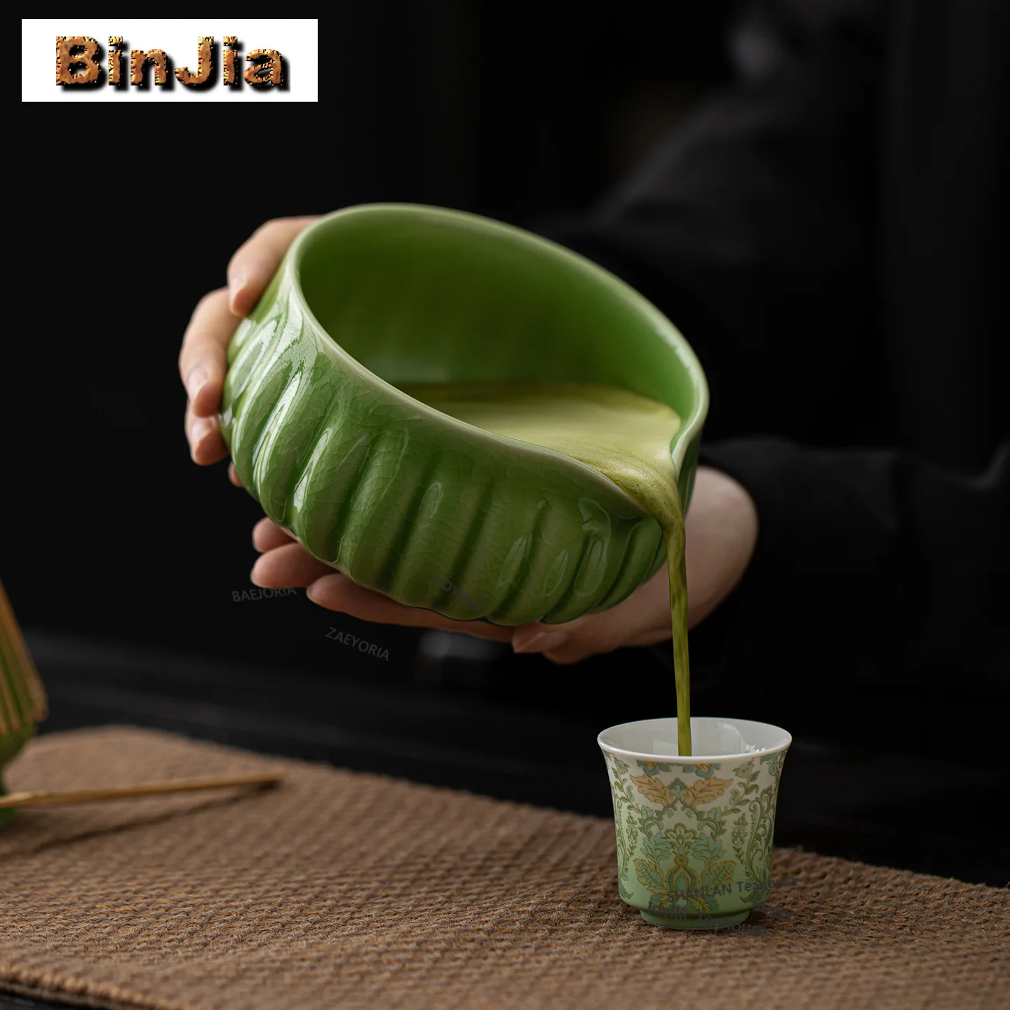 Green Shadow Ice Crack Tea Set Complete Set Matcha Whisk Japanese Matcha Set Kit Tea Making Matcha Cup Tea Ordering Tools Gift