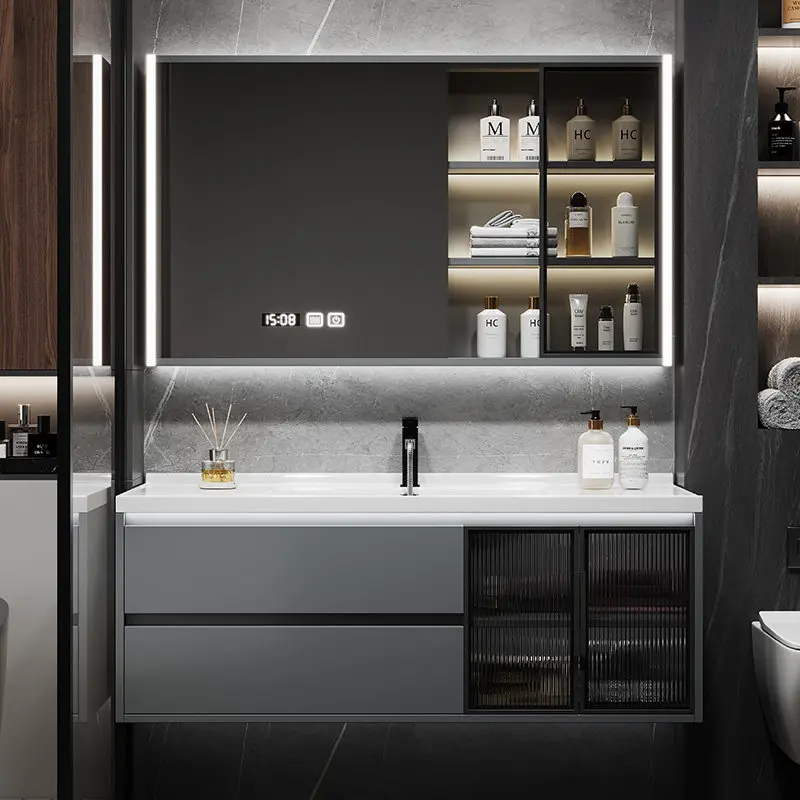 Modern Light Bathroom Cabinet European Vertical Luxury Laundry Bathroom Cabinet Storage Drawers Meuble Rangement Furniture