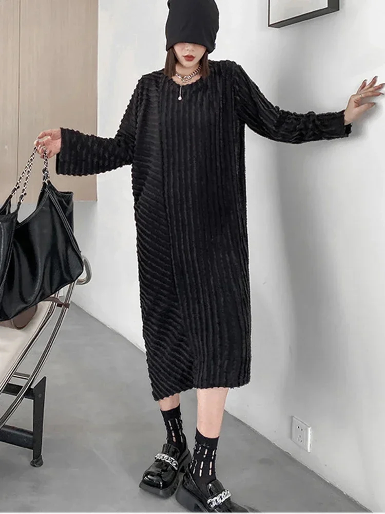 XITAO O-neck Full Sleeve Knit Dress Loose Appear Thin Simplicity Temperament Vintage Spring Women New Pullover Dress DMJ2744