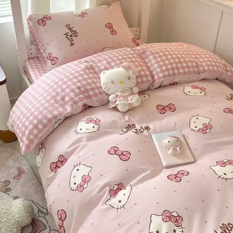 

Cinnamoroll Pink Duvet Cover Cartoon 3 Pieces Bedding Set with 2 Pillow Case Quilt Cover for Student Teens Dormitory Decor