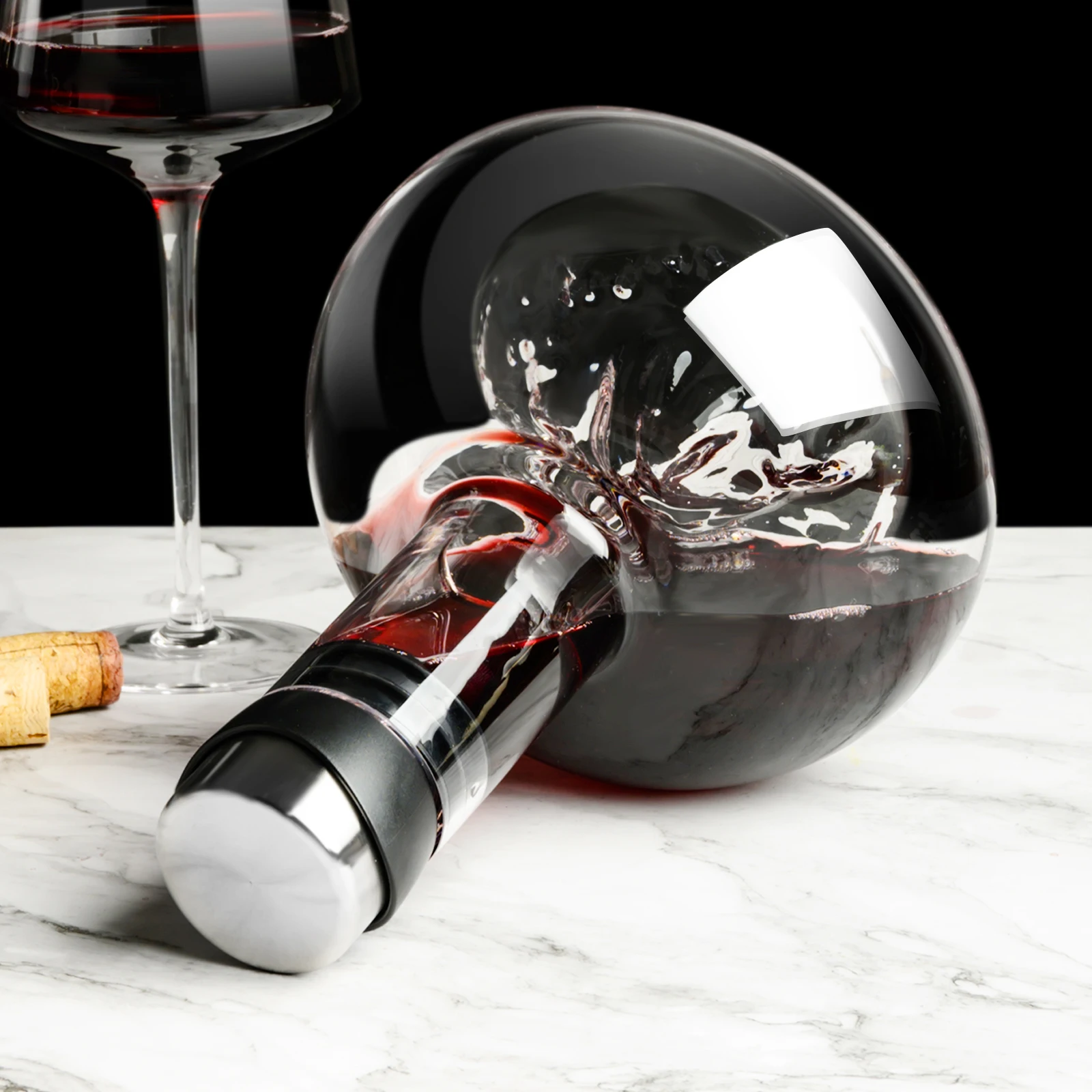 GIANXI Home Decanter per vino rosso in vetro trasparente Whisky Decanter per vino di lusso bottiglia di vino alla moda con coperchio accessori per Bar