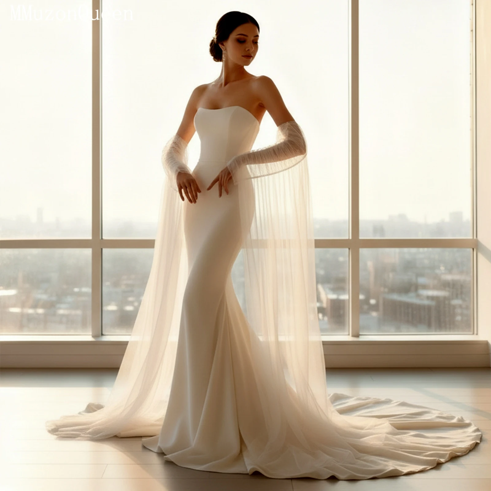 TOPQUEEN Guantes Largos Muje Bolero Frau Elegante Hochzeit Zubehör Für Bräute Abnehmbare Braut Langarm Vg136 – Detail 19