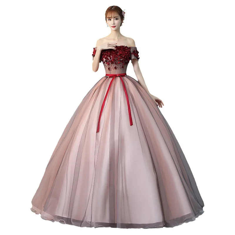 Vestido de noite 2025 verão anfitrião desempenho vestido vocal arte exame estudante vocal solo feminino estilo longo emagrecimento saia inchada