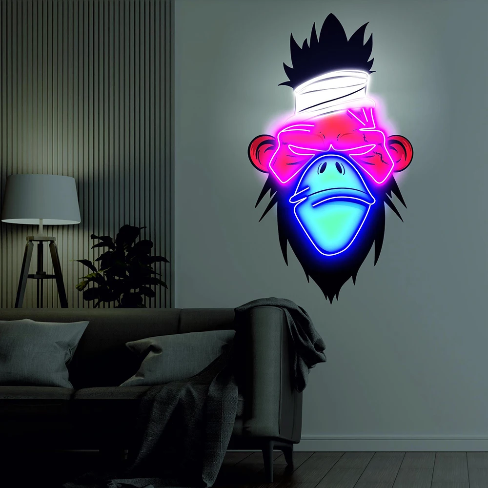 Spoiled Monkey Neon Sign Unique Handcrafted Acrylic Artwork Anime LED Lights Custom Living Room Home Party Wall Decor Neon Signs