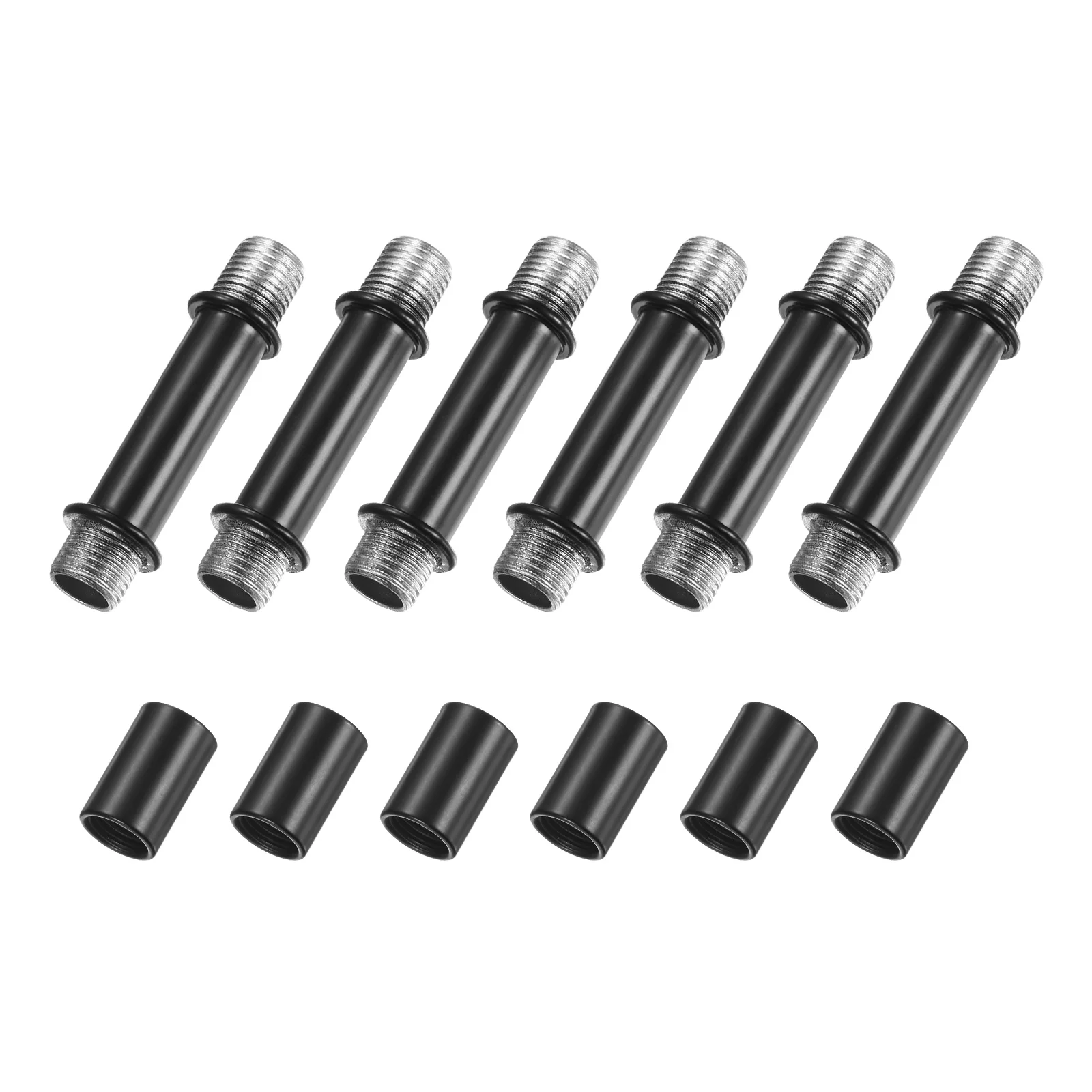 6Set Straight Pipe Lamp Stem Kit 40-250mm Long M10 Double End Thread Rod With Coupling Sleeve Nuts for Table Lamps/Chandeliers