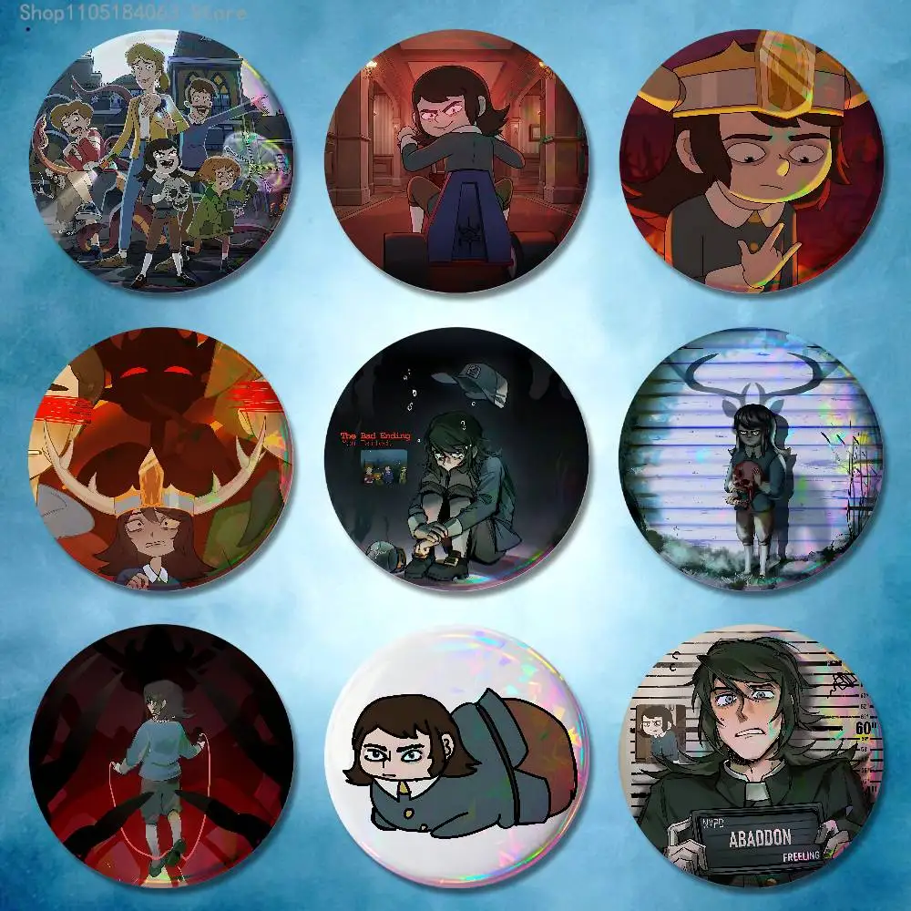 

Abaddon H-HauntedS H-Hotel Badges 25 32 44 58 75 mm Round Cosplay Pin Bag Decor Fans Collect Friends Gifts Brooch Souvenir