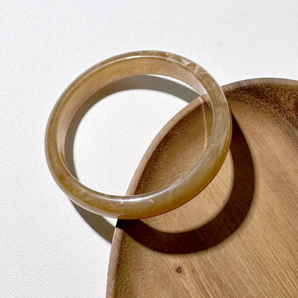 

Bohemian Resin Bangle Europe American Style Circular Circular Geometric Bracelet Color Dyed Jewelry Accessories Retro Hand Ring