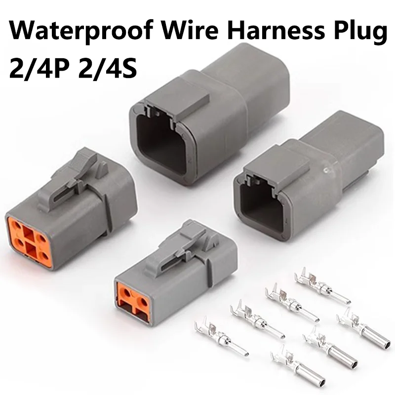 

5/20 Sets 22-16AWG DTP04 PA66 4Pin 2Core Waterproof Automotive Car Motor Harness Plug Connector 1-1418479-1 1-1564416-1