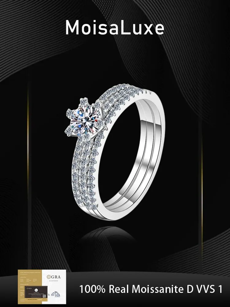 

MoisaLuxe Official Store GRA Moissanite Plata Sterling 925 Silver Bridal Engagement Ring Elegant Wedding Party Fine Jewelry