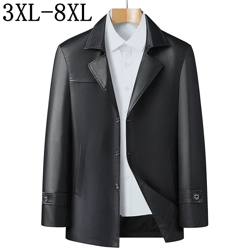 8XL 7XL 6XL 2024 New Arrival Business Casual Leather Jacket Men High End Luxury Mens Jackets Autumn Winter Loose Brand Blazers