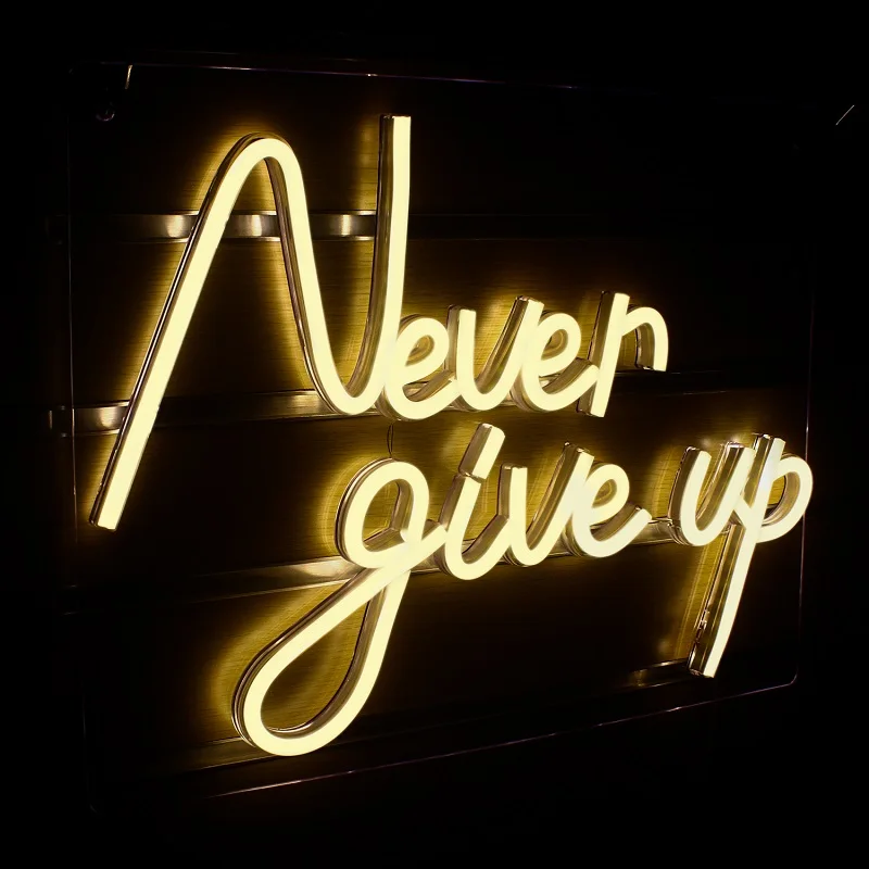 2023 Neon Sign Never Give Up For Wall Decor Pink Signs Decorative Lights Dormitory Classroom Study Decoration Led Neon Night Lig