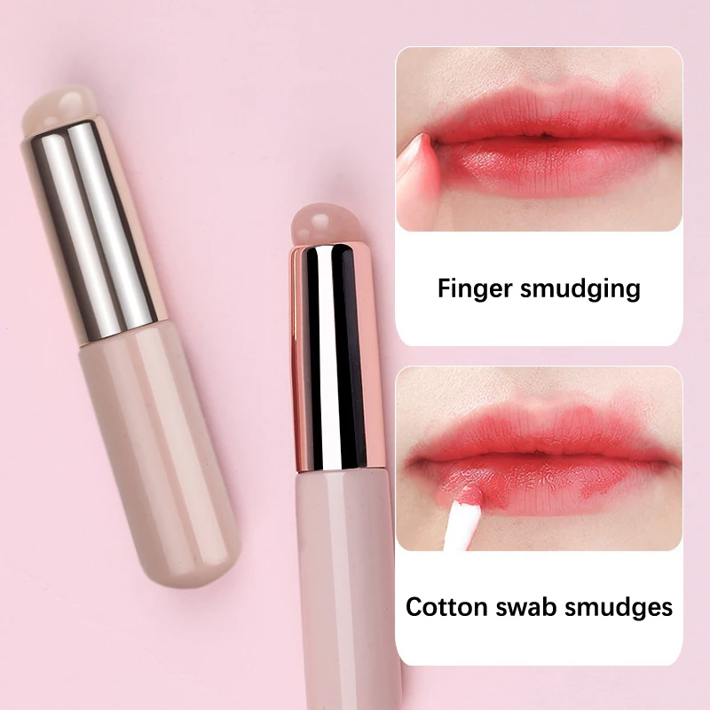 Pincel de silicona para labios, corrector en ángulo, herramienta de maquillaje, portátil, cabeza redonda como las puntas de los dedos, pincel de lápiz labial suave