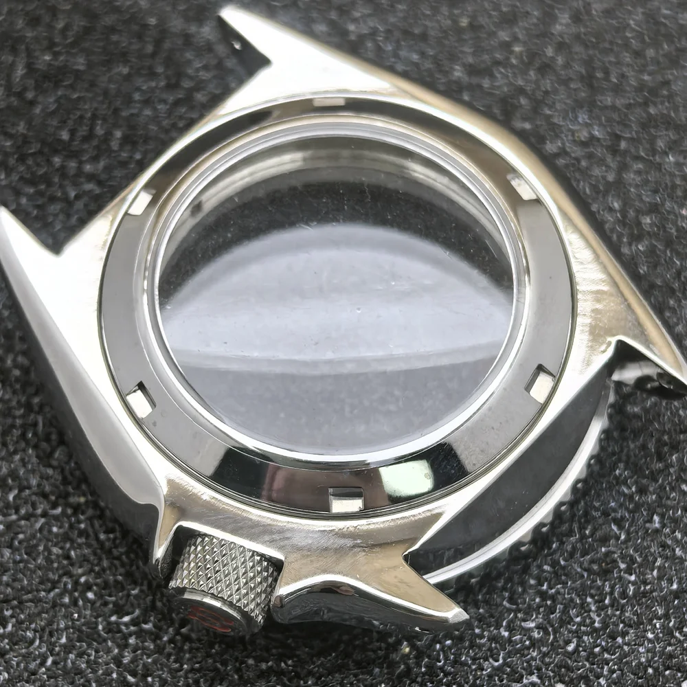 NH35 حالة عالية الجودة 42 مللي متر الساعات فضي الصلب حالة صالح NH34 NH35 NH36 ساعة يد تعمل بالحركة صندوق الياقوت الزجاج الحافة ساعة