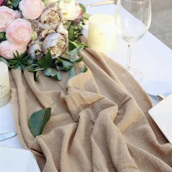 30x180cm Cotton Linen Table Runner Wedding Decor Light Airy Pure Cotton Fabric Rustic Boho Wedding Party Home Decor Tablerunner