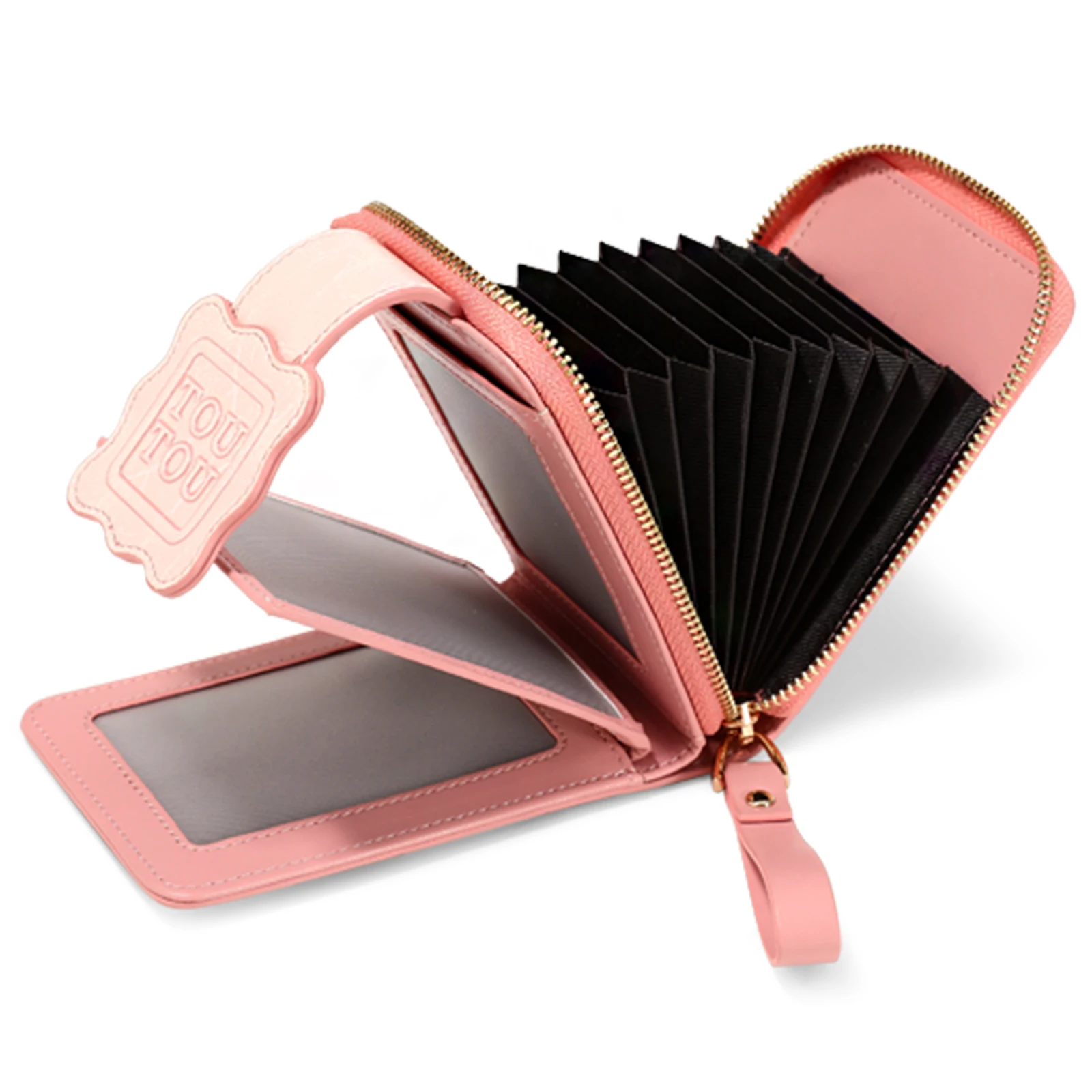 TOUTOU Pink Lovely Wallet for Women, Organizer per borse con Design a biscotti con slot per schede e portamonete con cerniera, leggero e resistente