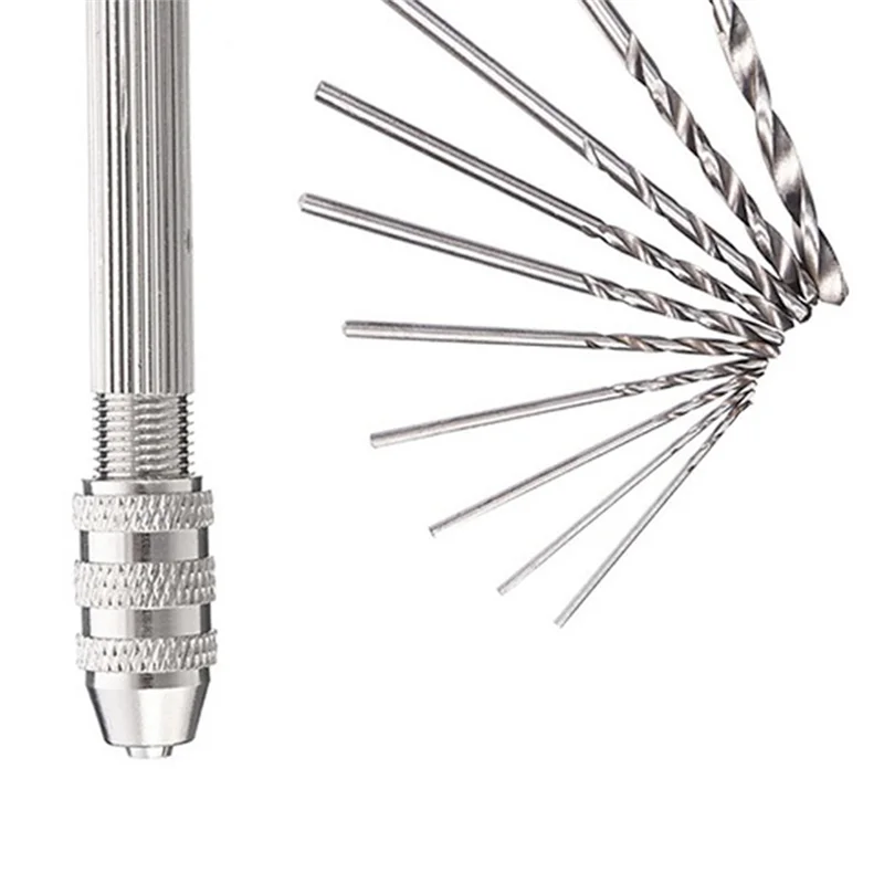 Серебряная ручная спиральная дрель, деревообрабатывающий ручной перфоратор, 0,8-3,0 мм, четырехголовая стальная ручка, оборудование для обслуживания часов, прочный
