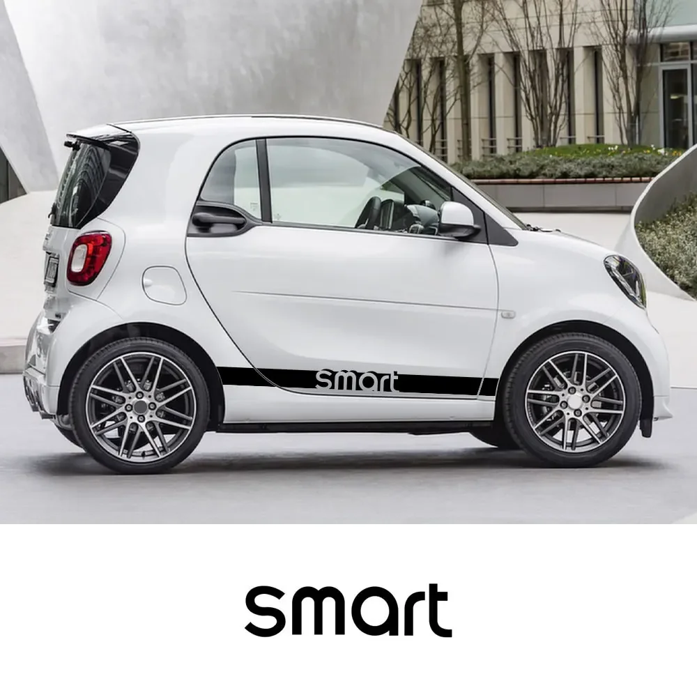 2PCS Car Vinyl Door Side Sport Styling Skirt Stripes Stickers For Smart Fortwo Forfour 453 451 450 Auto Decor Car Accessories