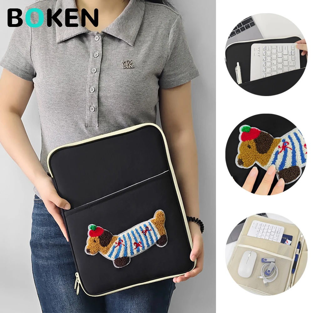 

Dachshund Tablet Bag Sleeve for iPad Air 6 Pro10.5 12.9 Air 13, Huawei Xiaomi,Portable Shockproof Tablet bag with Multi-pocket
